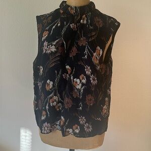 Derek Lam 10 Crosby sz 8 floral tank blouse with ruffle fold over zip closure